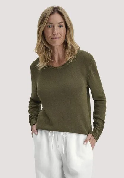 hessnatur hessnatur Strick Pullover Relaxed aus Leinen mit Bio-Baumwolle und LENZING ECOVERO, Goldoliv, – Produktbild 1 von 4