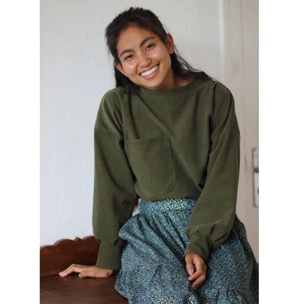 ManduTrap ManduTrap Pullover aus Cord / Biobaumwolle (kbA) in blau oder grün, Grün, – Produktbild 1 von 4
