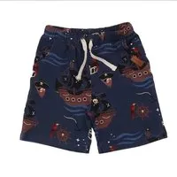 Walkiddy Kinder Shorts GOTS zertifiziert, blau, Piratenschiff-Print, Kordelbund, weich – Walkiddy – Produktbild 1 von 1