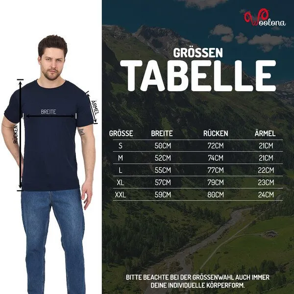 Woolona Woolona Merino Piqué T-Shirt - Relax - Herren - 100% Merinowolle, Blau, – Produktbild 2 von 2