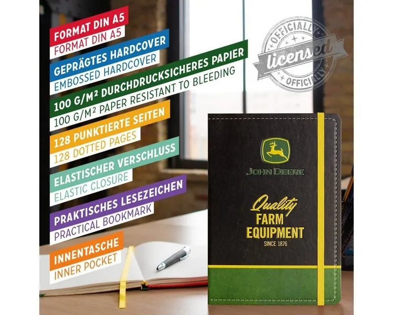 Nostalgic-Art Notizbuch Notizbuch - John Deere - Farm Equipment Logo Black – Produktbild 1 von 5