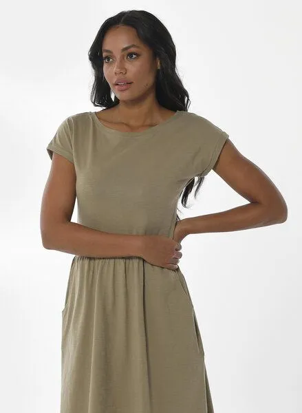 ORGANICATION ORGANICATION Slub-Jersey-Kleid aus Bio-Baumwolle, Grün (olive), – Produktbild 4 von 4