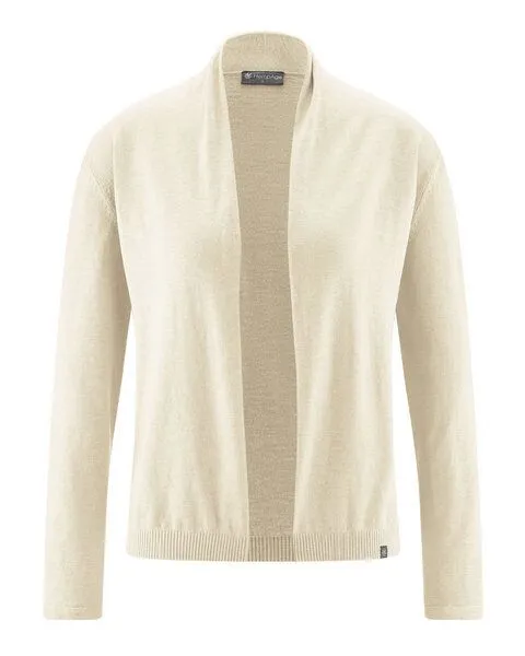 HempAge HempAge Damen-Cardigan mit Schalkragen Hanf/Biobaumwolle, Nature (natur), – Produktbild 3 von 4