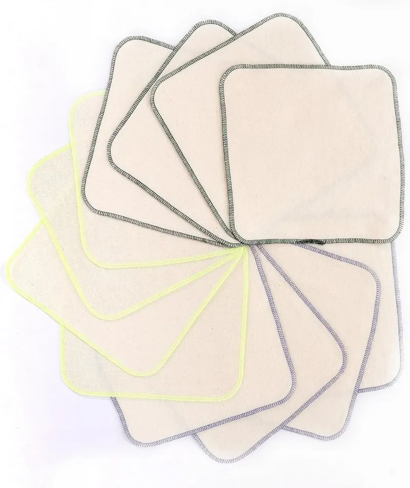 Montegoni Waschhandschuh Flanellwaschlappen aus Bio-Baumwolle-15 Stück 21cm x21cm, (Mehrweg Baby Waschlappen als Ersatz für Feuchttücher, 15-St), Kleine waschbare mini Baumwolltücher, Weiß, – Produktbild 3 von 4