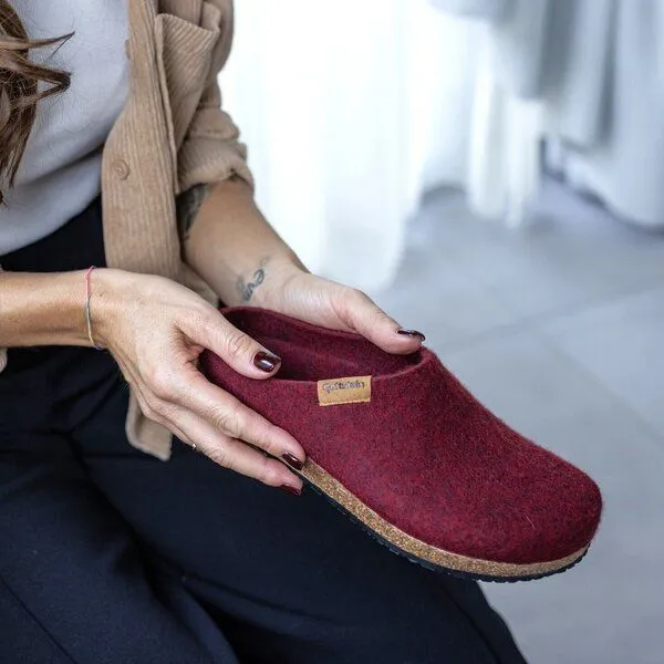 Stegmann Stegmann Filzpantoffel 208 aus 100% Merino-Wolle für Damen & Herren, Dunkelrot, – Produktbild 2 von 4