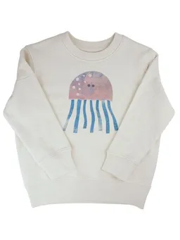 MelaDi Meladi Kinder Sweater aus Biobaumwolle - Qualle auf Natural White – Produktbild 1 von 1