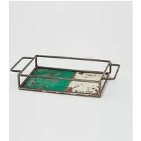 Moogoo Creative Africa Moogoo Creative Africa Upcycling Tablett aus recycelten Ölfässern, Grün&weiß, – Produktbild 7 von 7