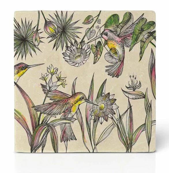 LIGARTI Fliesenuntersetzer »Kolibris« von LIGARTI | Design Untersetzer | Natursteinfliese – Produktbild 2 von 2