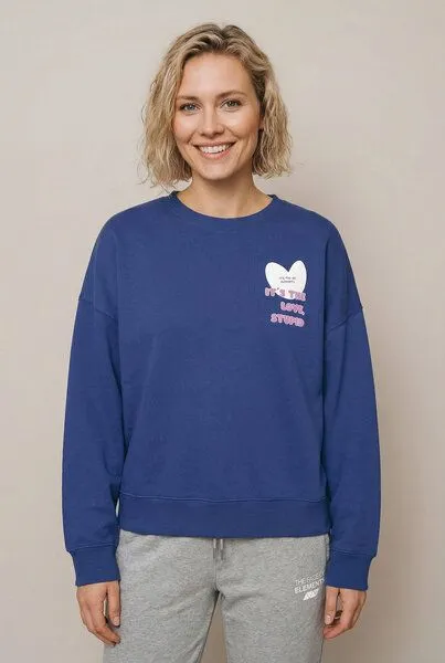 THE FACE OF ELEMENTS The Face of Elements It's the Love Stupid - Relaxed Boxy Fit Sweatshirt aus 100% Bio-Baumwolle, Atlantic blue (blau), – Produktbild 2 von 3