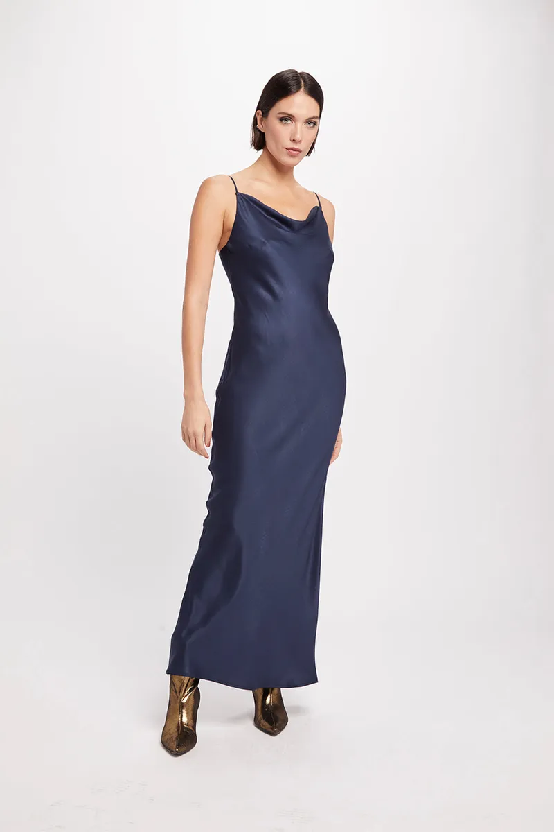 Neu Nomads Neu Nomads Damen vegan Kleid Cowl Neck Gown Midnight, Extra dunkelblau, – Produktbild 1 von 2