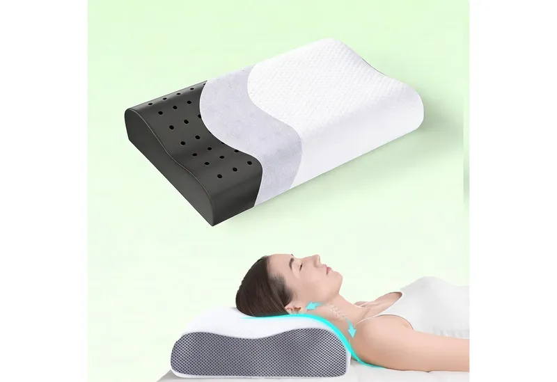 Elegear Nackenstützkissen nackenkissen orthopädisch, kopfkissen nackenschmerzen, schlafkissen, Füllung: Memory Foam, Seitenschläfer, Bauchschläfer, Rückenschläfer, 55 x 35cm Ergonomisches kopfkissen mit kissenbezüge, Grau, – Produktbild 1 von 5