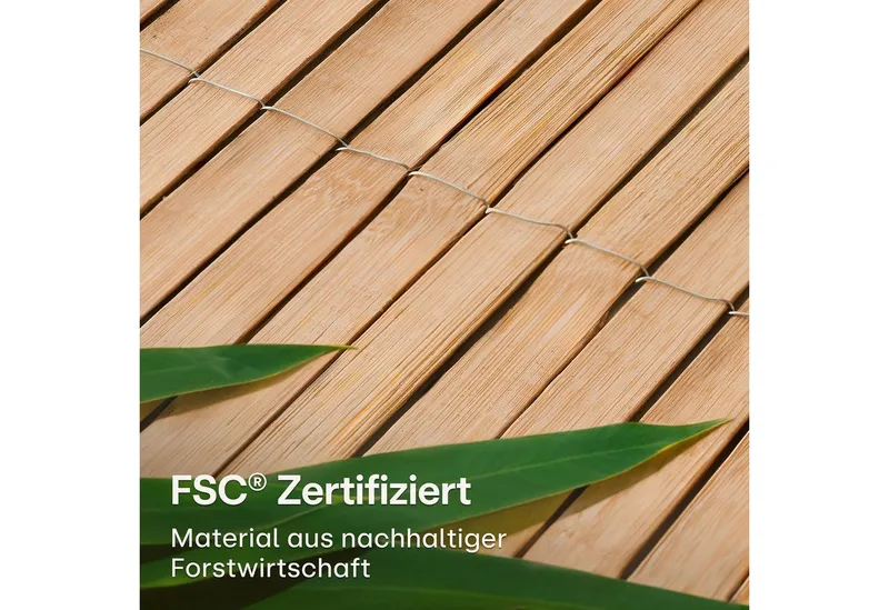 Praknu Balkonsichtschutz Balkon Sichtschutz Holz - FSC® Zertifiziertes, Natürliches Schilf (Sichtschutzmatte Bambus, Bambus Sichtschutz 300x90cm FSC-zertifiziert wetterfest) Einsetzbar Im Innen- Und Außenbereich - Sichtschutz für Garten, Zaun, Braun, – Produktbild 3 von 5