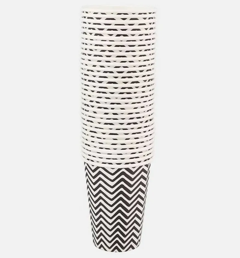 Spectrum Einwegbecher Papierbecher zigzag 200 ml 60 Stück Pappbecher Trinkbecher, 60-tlg., Bunt|weiß, – Produktbild 3 von 3