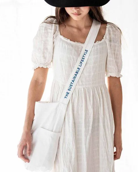 TINTOK TINTOK Mira Canvas Tasche 100 % Bio-Baumwolle GOTS-zertifiziert, White/royal, – Produktbild 4 von 4