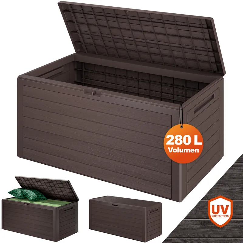 Casaria® Gartenbox Woody 280L Braun Holzoptik wasserdicht, Braun, – Produktbild 2 von 2