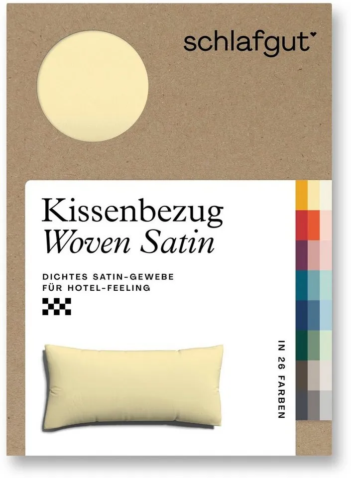 Schlafgut Schlafgut Kissenbezug Premium Kissenhülle Woven Satin, 100% Baumwolle, (1 Stück), Ton-in-Ton Reißverschluss, Fadendichte von 300tc, Uni, OEKO Tex, Gelb, – Produktbild 4 von 5