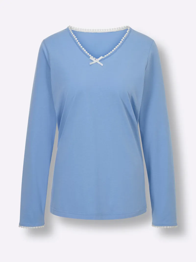 wäschepur Schlafanzug-Shirt himmelblau, Himmelblau, – Produktbild 2 von 2