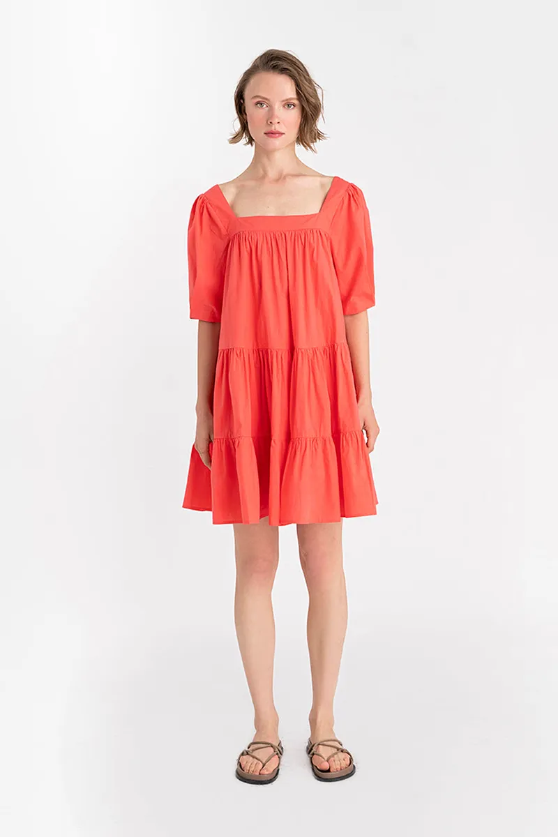 Neu Nomads Neu Nomads Damen vegan Kleid Mini Quadratischer Ausschnitt Koralle, Dunkelorange, – Produktbild 1 von 2