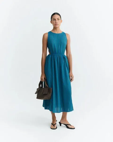 thinking mu thinking mu Kin Dress, Grün-blau (windsor stripes), – Produktbild 1 von 4