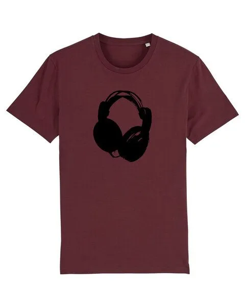ilovemixtapes ilovemixtapes Biofaires Herren T-Shirt Kopfhörer div. Farben, Burgundy, – Produktbild 1 von 2