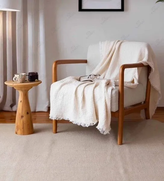 Sandiik Sandiik Musselin Plaid Natural 100 × 200 cm, Natural, – Produktbild 2 von 4