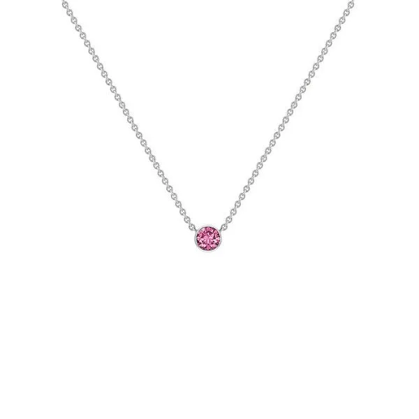 Eppi Eppi Silberne minimalistische Kette mit einem rosa Saphir Glosie, Weiss, – Produktbild 1 von 3