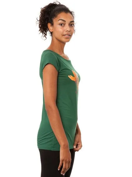 FellHerz FellHerz Damen T-Shirt Gitarrenmädchen Bio Fair, Scarab green (grün), – Produktbild 4 von 4