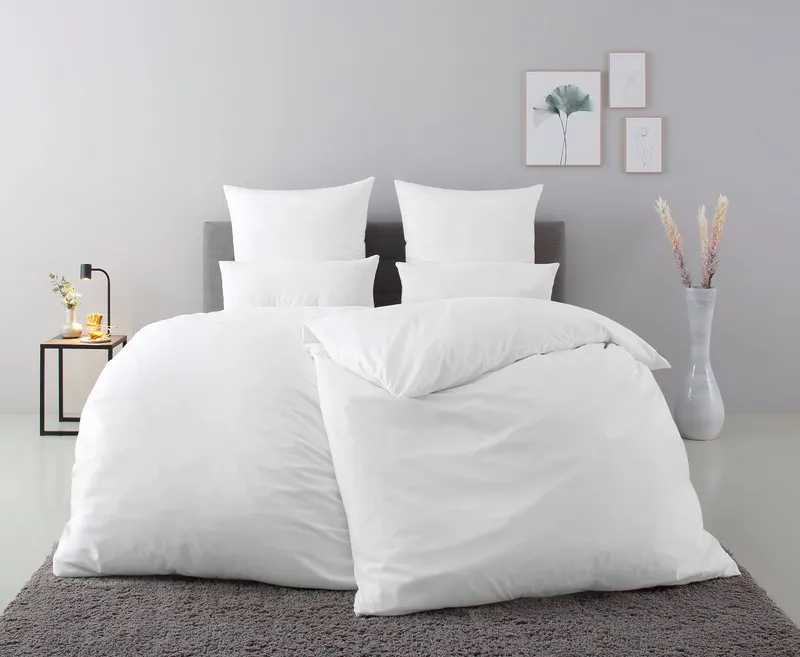 OTTO home Bettwäsche Desner 100% Microfaser, extra weich, allergikerfreundlich, Microfaser, 2 teilig, Premium Qualität, uni, schnell trocknend, pflegeleicht, ab 135x200 cm, Weiß, – Produktbild 2 von 6