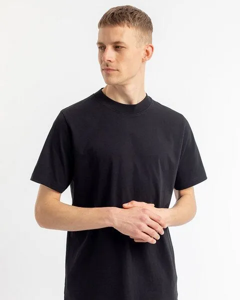 Rotholz Rotholz T-Shirt mit breitem Kragen aus Bio-Baumwolle, Schwarz, – Produktbild 1 von 4