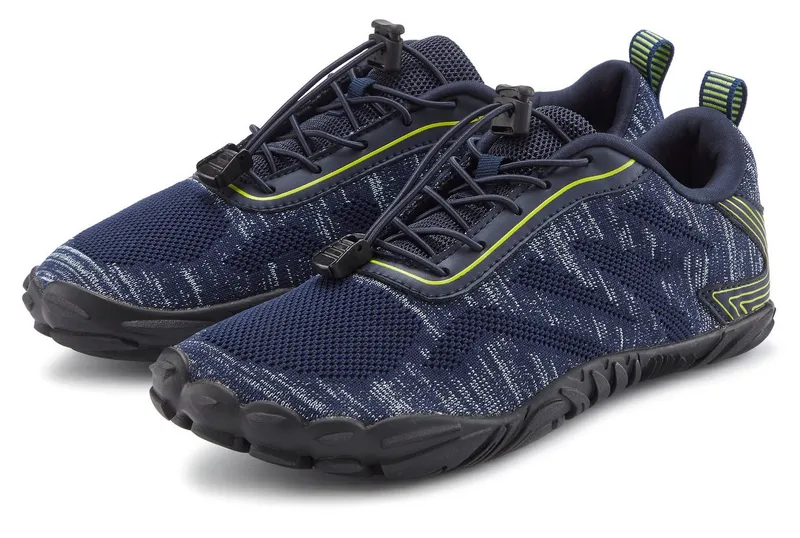 John Devin John Devin Freizeitschuh, Halbschuh, Turnschuh, Barfußschuh Sneaker mit elastischen Bändern für schnelles Reinschlüpfen, Unisex VEGAN, Blau|gelb, – Produktbild 2 von 5