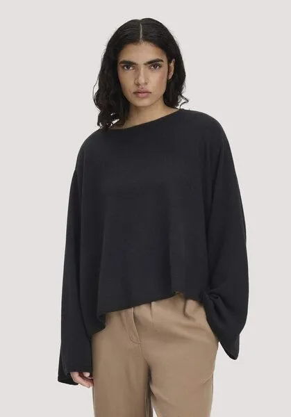 hessnatur hessnatur Strick Pullover Oversize aus Bio-Merinowolle mit Cashmere, Schwarz, – Produktbild 1 von 4