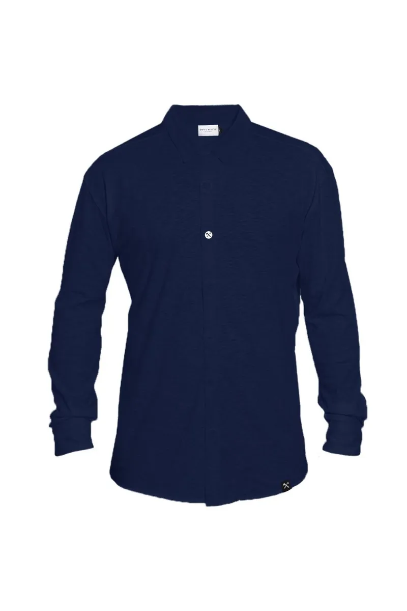 The Driftwood Tales The Driftwood Tales Herren vegan Hemd - Marine, Blau, – Produktbild 1 von 2