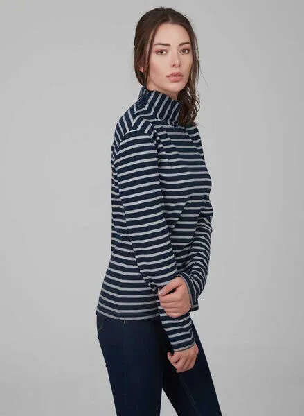 ORGANICATION ORGANICATION Ringelshirt mit Stehkragen aus 100% Bio Baumwolle, Navy & grey, – Produktbild 3 von 4