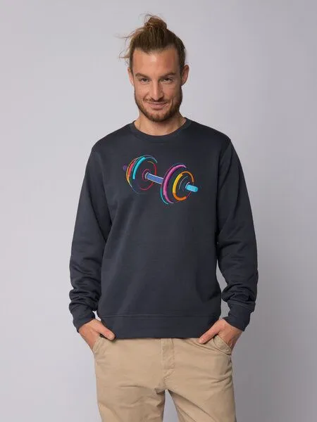 watapparel watapparel Sweatshirt Unisex 80s Hantel, India ink grey, – Produktbild 2 von 3