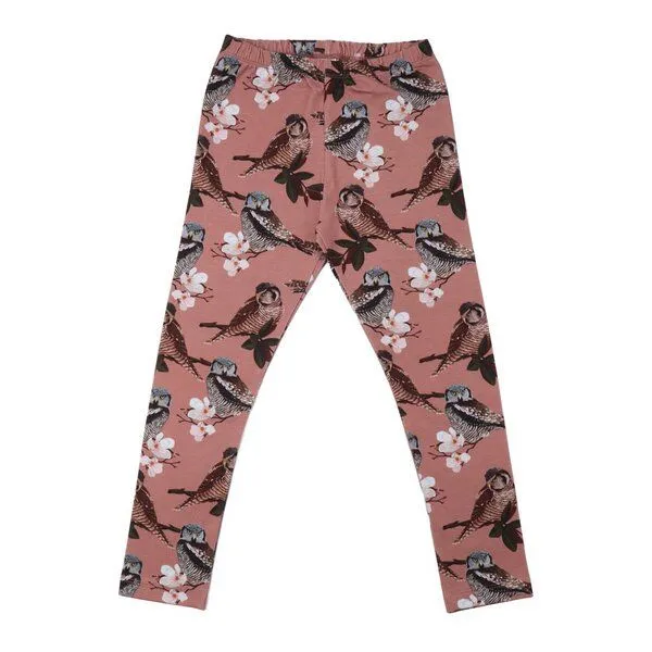 Walkiddy Leggings Kinder aus Baumwolle „Owl Friends“ altrosa mit Eulenmotiv, elastische Jerseyhose für Alltag & Kita – Walkiddy – Produktbild 1 von 1