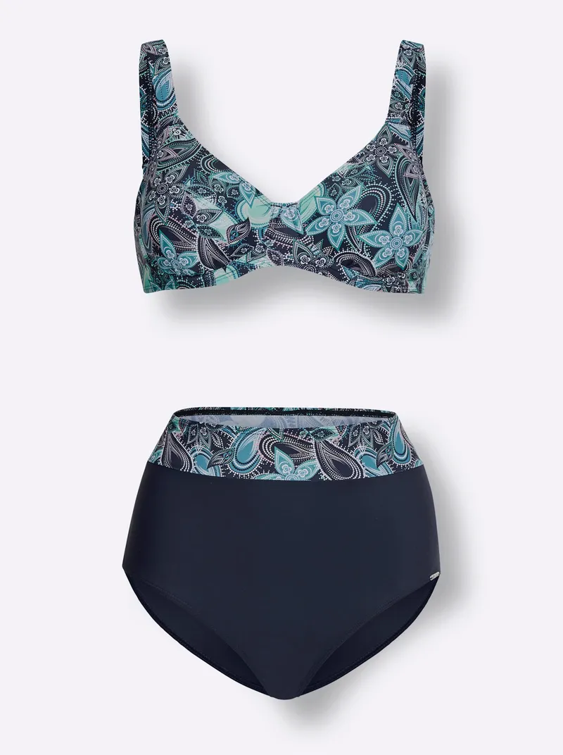 feel good Bikini marine-smaragd-bedruckt, Marine-smaragd-bedruckt, – Produktbild 1 von 2