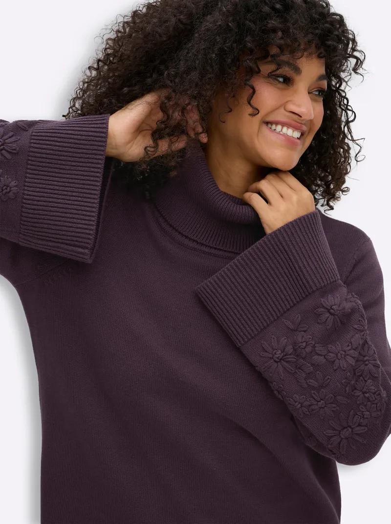 sheego Rollkragenpullover aubergine, Aubergine, – Produktbild 2 von 2