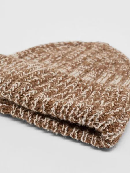 LANIUS LANIUS Strickmütze aus Bio-Schurwolle und Bio-Baumwolle, Brown/ off white, – Produktbild 4 von 4