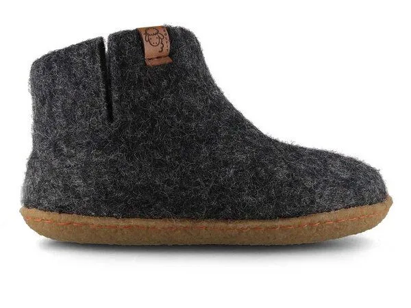 WoolFit WoolFit Kinder-Hausschuhe Hüttenschuhe aus 100% Wolle, Grau, – Produktbild 2 von 3