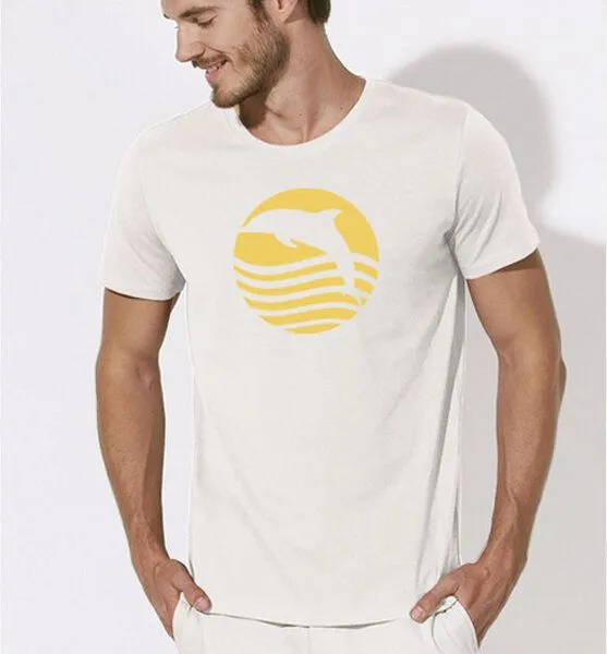 Picopoc Picopoc T-Shirt Delfin / Sonnenaufgang mit Delphin, Weiss, – Produktbild 2 von 4