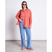 JAN N JUNE JAN N JUNE Oversized Baumwoll Bluse MAMRO, Cherry red white striped, – Produktbild 1 von 1