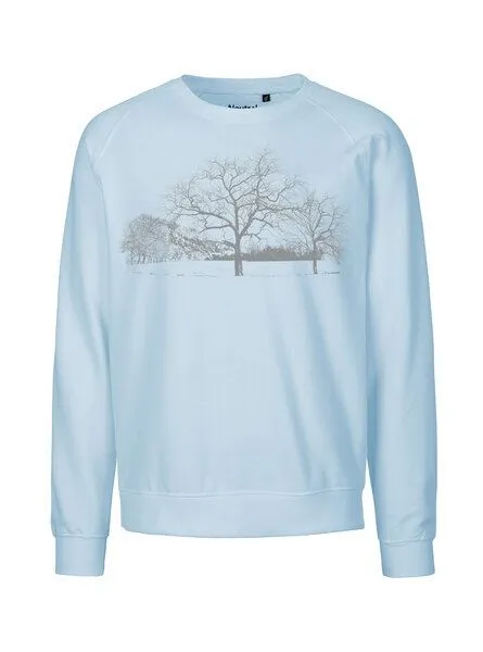 Peaces.bio - handbedruckte Biomode Peaces.bio - handbedruckte Biomode Sweatshirt Landscape Unisex, Hellblau, – Produktbild 1 von 2