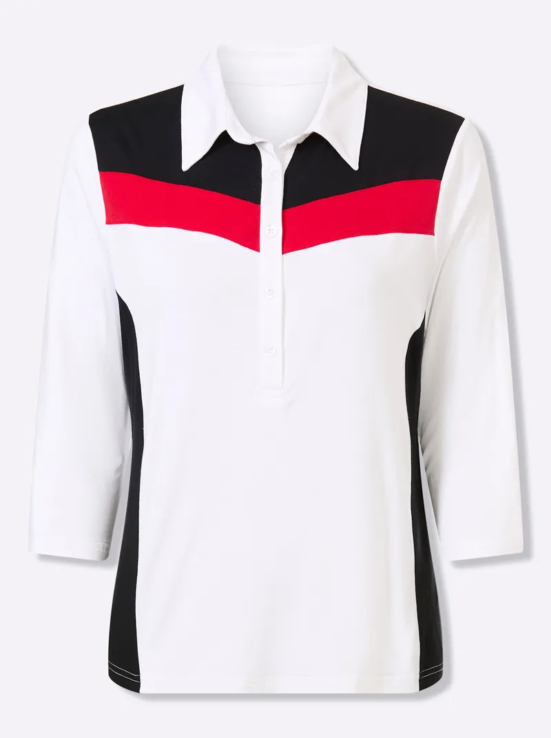 Witt Poloshirt weiß-schwarz-gemustert, Weiß-schwarz-gemustert, – Produktbild 1 von 2