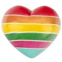 El Puente El Puente Deko-Herz aus Speckstein mit Regenbogen-Streifen | Fair Trade & Handmade aus Kenia – Produktbild 1 von 1