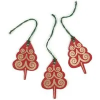 El Puente El Puente Deko-Anhänger "Xmas", 3er-Set | Fair Trade & Handmade aus Bangladesch, Gold,rot, – Produktbild 1 von 1