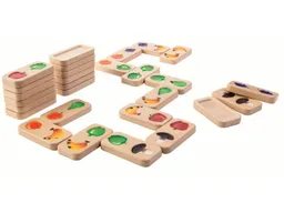 PlanToys PlanToys Domino "Obst und Gemüse" aus recyceltem Kautschukholz Maße 3,9 x 8,0 x 1,0 cm – Produktbild 1 von 1