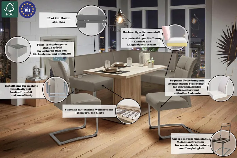 OTTO home Eckbank Rab, in 2 Breiten (180 oder 200 cm), Bezug in verschiedenen Qualitäten, Beige, – Produktbild 4 von 5