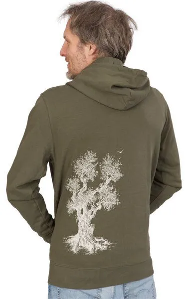 Life-Tree Life-Tree Zipper aus Biobaumwolle Unisex "Olive Tree" in Khaki – Produktbild 3 von 5
