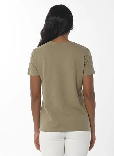 ORGANICATION ORGANICATION Damen Basic T-Shirt aus Bio-Baumwolle, Grün(olive), – Produktbild 4 von 4