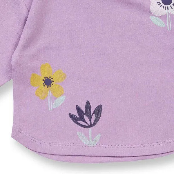 Sense Organics Sense Organics Baby Sweatshirt mit Blumen-Motiv, Modell ABISSA, Blumen-druck auf flieder, – Produktbild 3 von 4